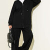 Hooded Low Shoulder Lounge Set Black