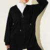 Hooded Low Shoulder Lounge Set Black - Imagen 2