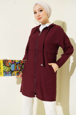 Hooded Zip-Up Araboy Hoodie Wine Red