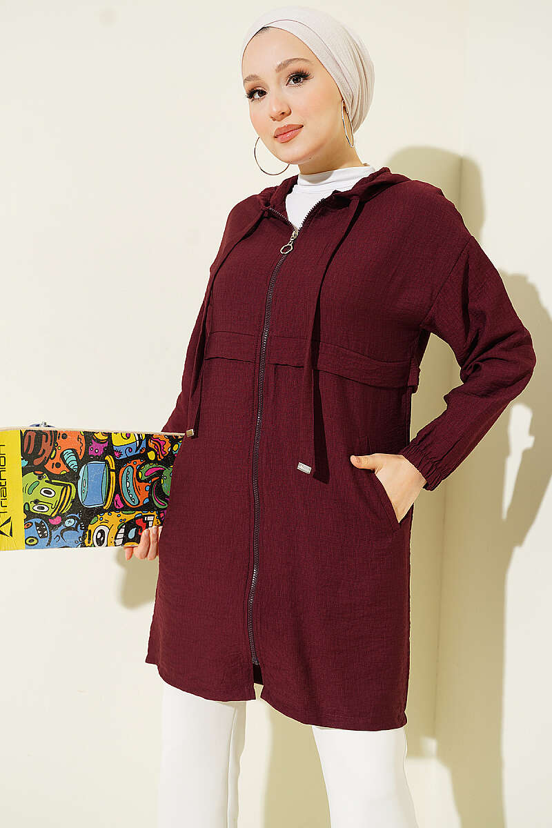 Hooded Zip-Up Araboy Hoodie Wine Red