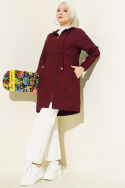 Alternative view of Hooded Zip-Up Araboy Hoodie Wine Red