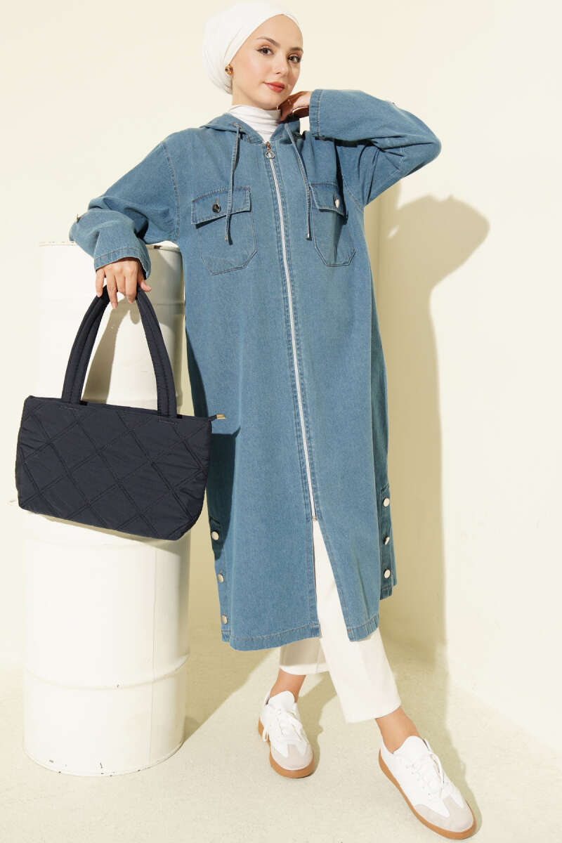 Hooded jacket with zipper detail Blue – Bild 5