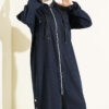 Hooded jacket with zipper detail Navy Blue - الصورة 2