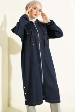 Alternative view of Hooded jacket with zipper detail Navy Blue
