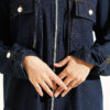 Hooded jacket with zipper detail Navy Blue - الصورة 4