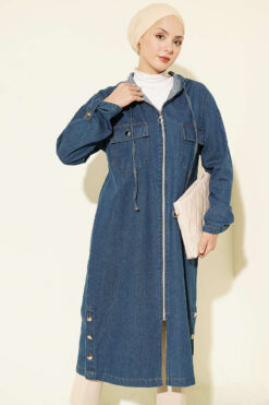 Alternative view of Hooded jacket with zipper detail Blue