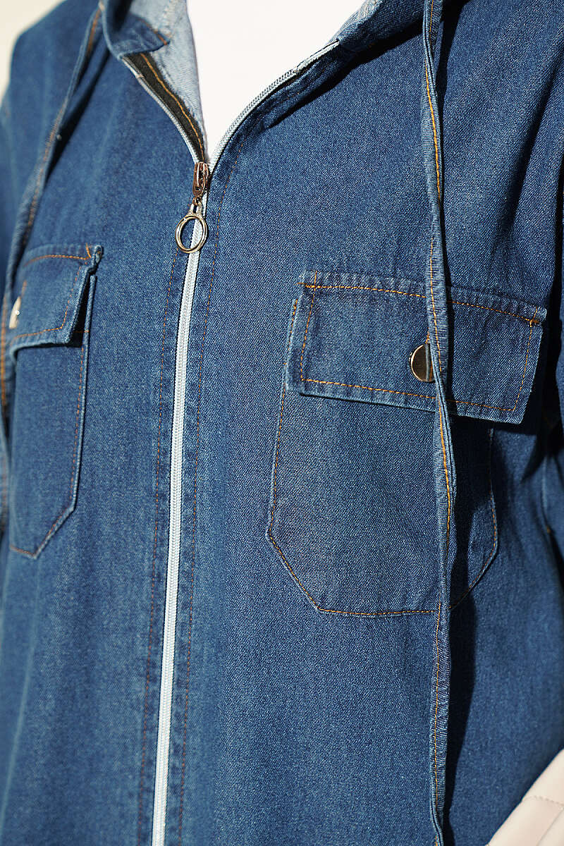 Hooded jacket with zipper detail Blue – Bild 4