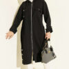 Hooded jacket with zipper detail Black