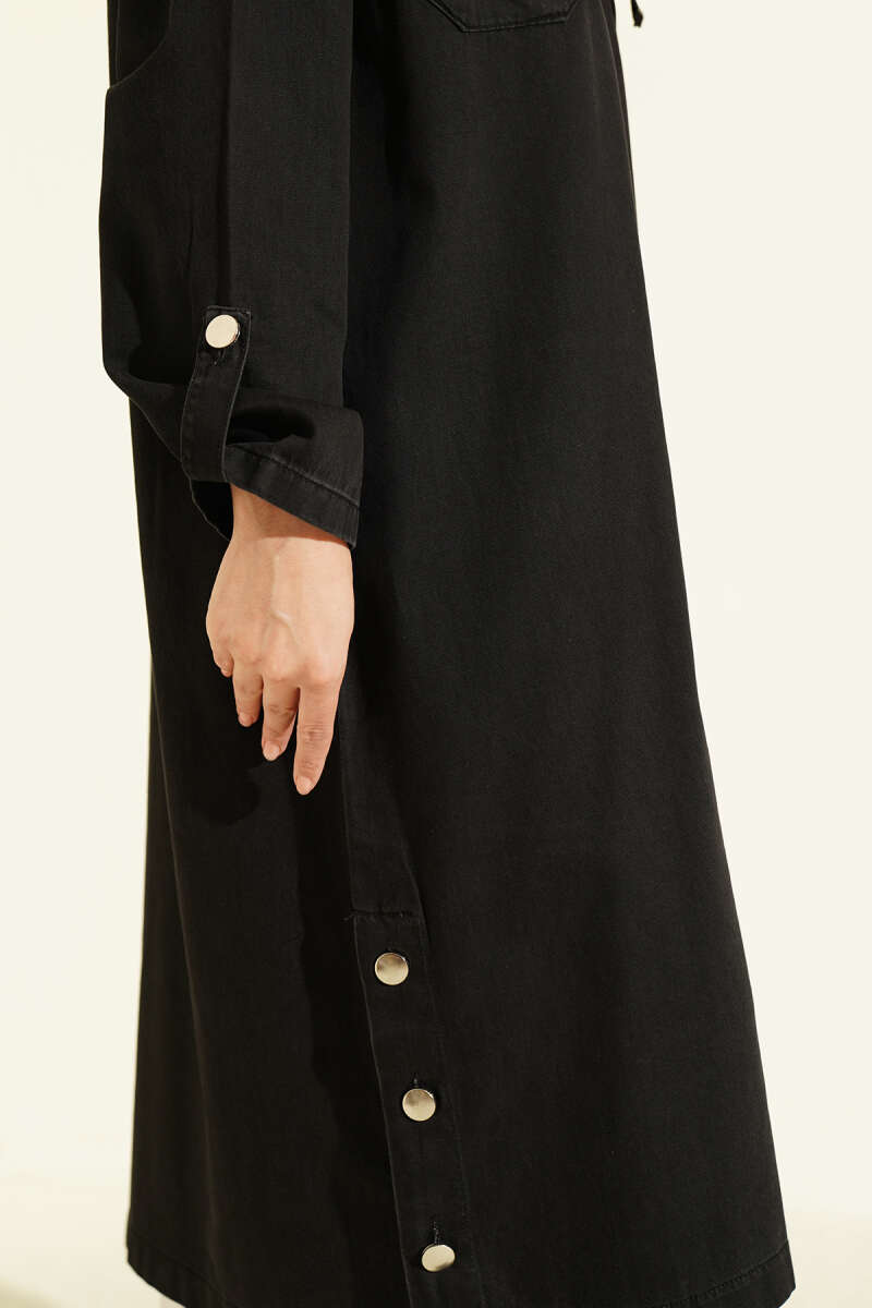 Hooded jacket with zipper detail Black - Afbeelding 4