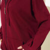 ⁦Hooded Zip-Up Oversized Cardigan Burgundy⁩ - الصورة ⁦4⁩