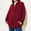 Hooded Zip-Up Oversized Cardigan Burgundy