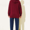 ⁦Hooded Zip-Up Oversized Cardigan Burgundy⁩ - الصورة ⁦3⁩