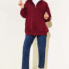 ⁦Hooded Zip-Up Oversized Cardigan Burgundy⁩ - الصورة ⁦2⁩