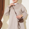 Hooded French Terry Two-Piece Set with Drawstring Beige – Bild 2