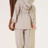 Hooded French Terry Two-Piece Set with Drawstring Beige – Bild 3