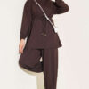Hooded French Terry Two-Piece Set with Drawstring Brown