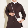 Hooded French Terry Two-Piece Set with Drawstring Brown - Image 2