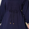 Hooded French Terry Two-Piece Set with Drawstring Navy Blue - Image 4