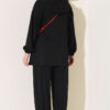 Hooded French Terry Two-Piece Set with Drawstring Black - Image 3