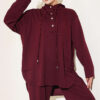 Hooded Sweatshirt with Cuffed Hem and French Terry Two-Piece Set Burgundy - Image 2
