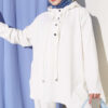 ⁦Hooded Sweatshirt with Cuffed Hem and French Terry Two-Piece Set Ecru⁩ - الصورة ⁦2⁩