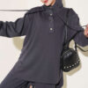 Hooded Sweatshirt with Cuffed Hem and French Terry Two-Piece Set Smoke - Image 2