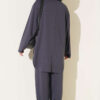Hooded Sweatshirt with Cuffed Hem and French Terry Two-Piece Set Smoke - Image 3