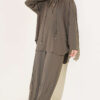 Hooded Sweatshirt with Cuffed Hem and French Terry Two-Piece Set Khaki