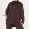 Hooded Sweatshirt with Cuffed Hem and French Terry Two-Piece Set Brown – Bild 2