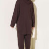 Hooded Sweatshirt with Cuffed Hem and French Terry Two-Piece Set Brown – Bild 3