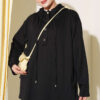 ⁦Hooded Sweatshirt with Cuffed Hem and French Terry Two-Piece Set Black⁩ - الصورة ⁦2⁩