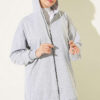 Hooded Loose-Fit French Terry Zip-Up Cardigan Grey