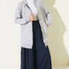 Hooded Loose-Fit French Terry Zip-Up Cardigan Grey - immagine 2