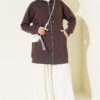 Hooded Loose-Fit French Terry Zip-Up Cardigan Brown - Image 2