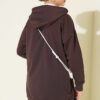 Hooded Loose-Fit French Terry Zip-Up Cardigan Brown - Image 3