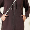 Hooded Loose-Fit French Terry Zip-Up Cardigan Brown - Image 4