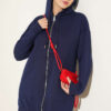 Hooded Loose-Fit French Terry Zip-Up Cardigan Navy Blue