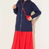Hooded Loose-Fit French Terry Zip-Up Cardigan Navy Blue - Image 2