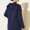 Hooded Loose-Fit French Terry Zip-Up Cardigan Navy Blue - Image 3