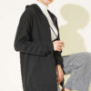 Hooded Loose-Fit French Terry Zip-Up Cardigan Black