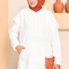 Hooded Sweater Detail Modest Two-Piece Dress Set Ecru - Image 5