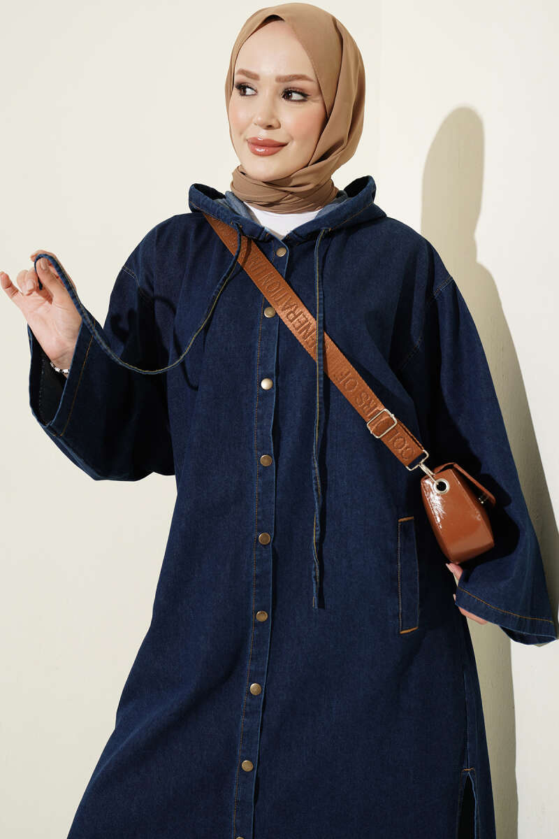 Hooded Long Denim Tunic Blue – Bild 2