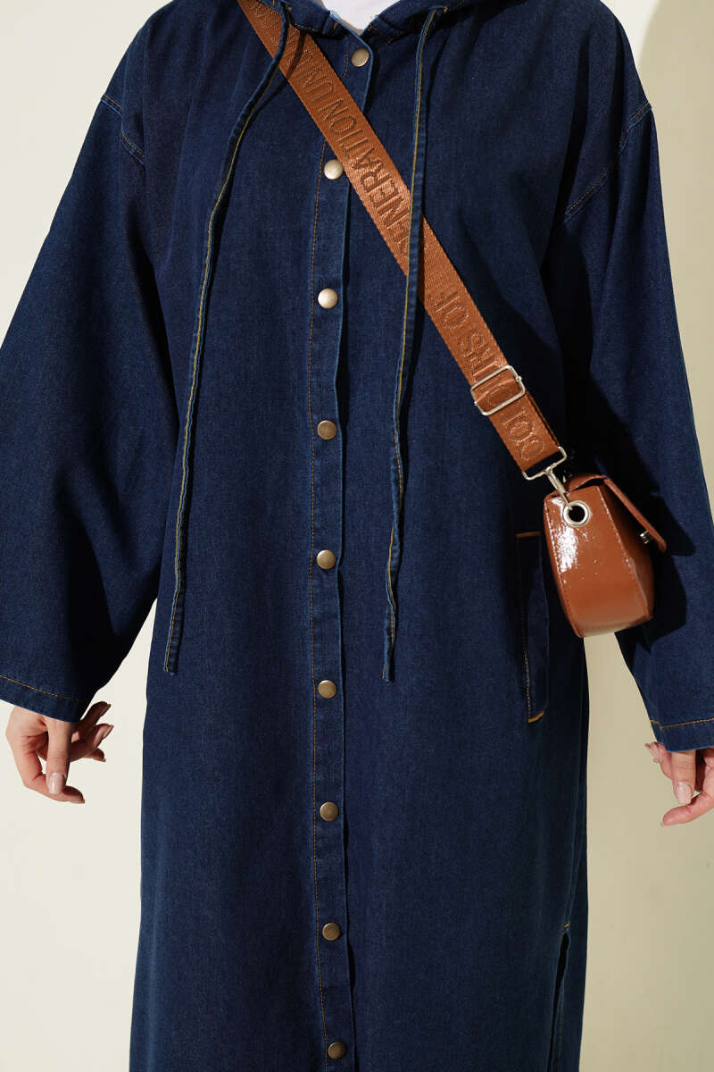 Hooded Long Denim Tunic Blue – Bild 4