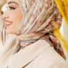⁦Checkered Bamboo Crinkle Scarf Beige⁩ - الصورة ⁦2⁩