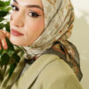 Checkered Bamboo Crinkle Scarf Khaki - Image 2