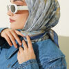 Checkered Bamboo Crinkle Scarf Indigo - Image 2