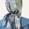 Checkered Bamboo Crinkle Scarf Indigo - Image 3