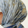 Checkered Bamboo Crinkle Scarf Indigo - Image 4