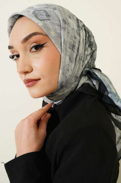 Alternative view of Checkered Bamboo Crinkle Scarf Black