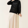 Square Pattern Openwork Knit Sweater Black – Bild 2